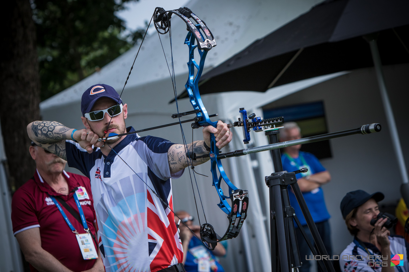 Nick Thomas competing at the World Archery Para Championships in 2019
