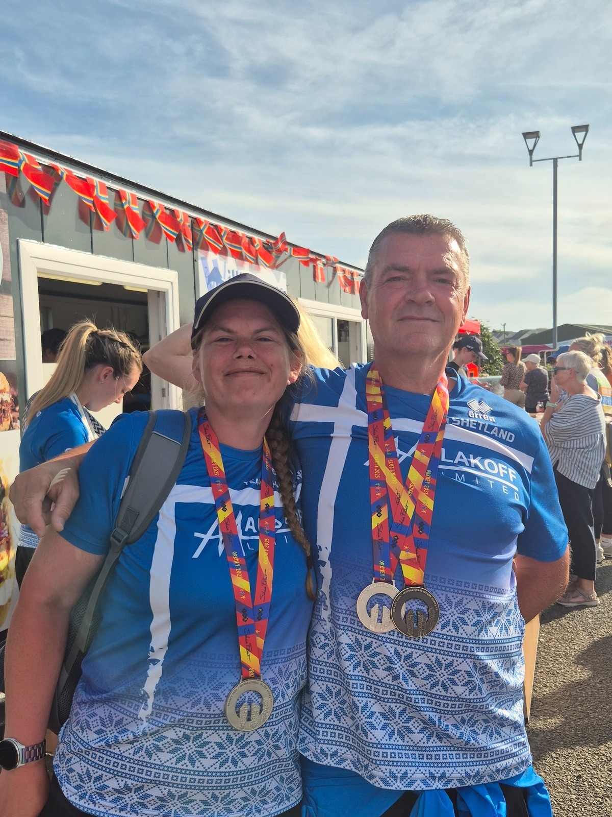 Katie MacFarlane with her mixed team partner 