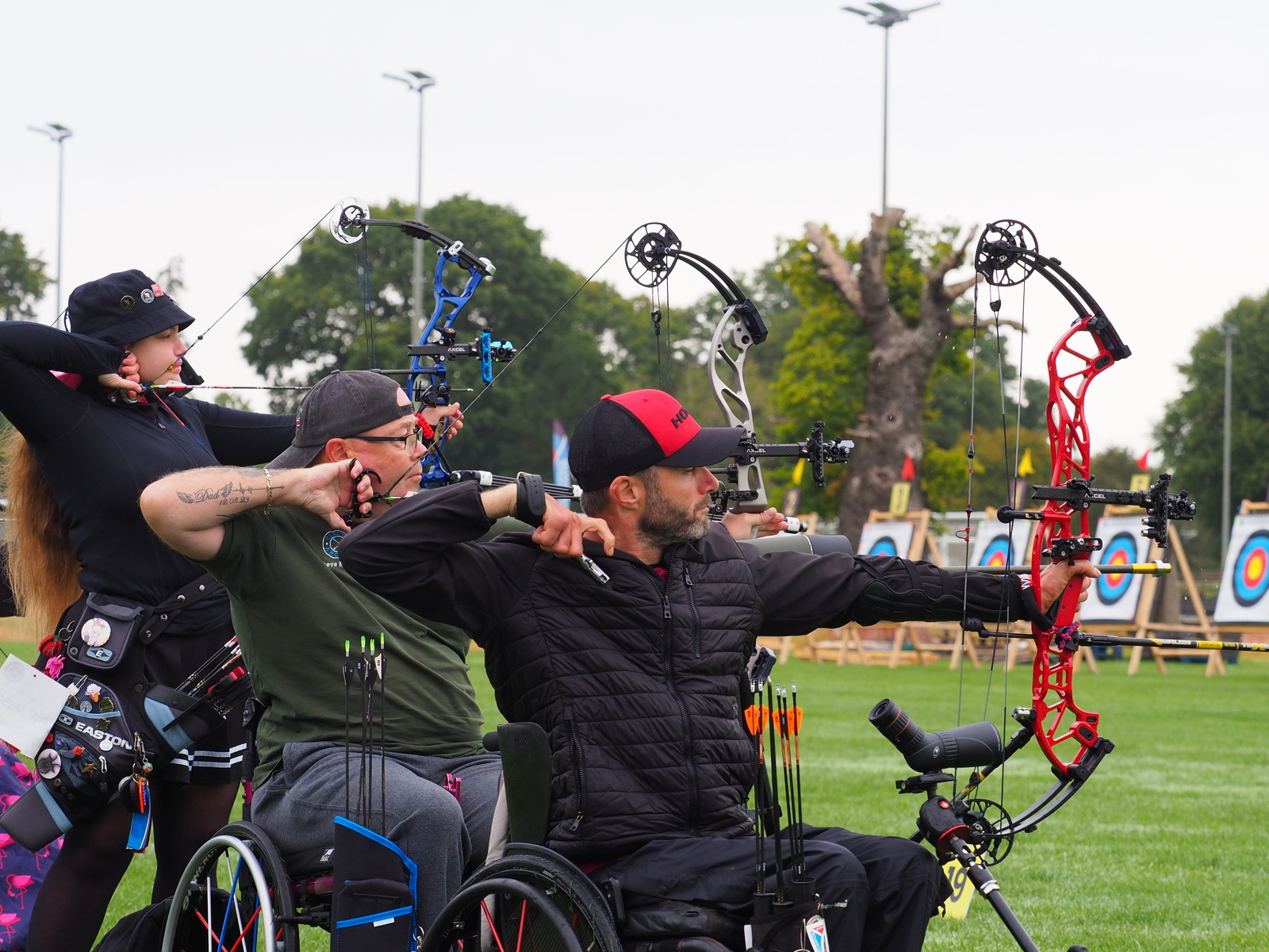 Disabled archers at a competition